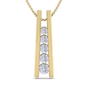 1/4 Carat Natural Diamond Journey Ladder Necklace In 14 Karat Yellow Gold, 18 Inches