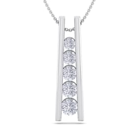 1/2 Carat Natural Diamond Journey Ladder Necklace In 14 Karat White Gold, 18 Inches