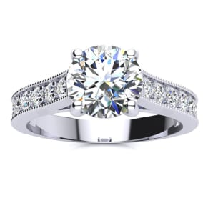 2 Carat Round Shape Moissanite Engagement Ring In 14 Karat White Gold