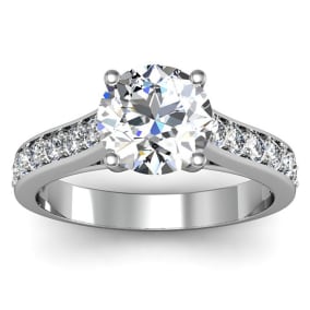 2 Carat Round Shape Moissanite Engagement Ring In 14 Karat White Gold