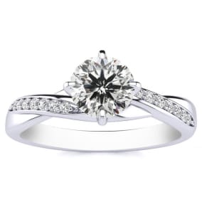 1/2 Carat Moissanite Engagement Ring In 14 Karat White Gold