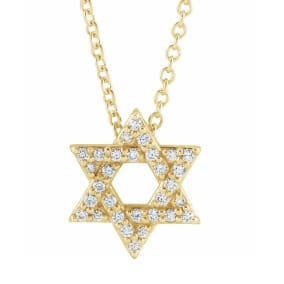 1/4 Carat Diamond Star of David Necklace In 14 Karat Yellow Gold, 18 Inches