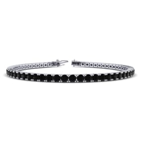 2 3/4 Carat Mens Black Diamond Bracelet In 14 Karat White Gold, 7 1/2 Inches