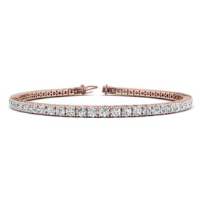 4 3/4 Carat Diamond Mens Tennis Bracelet In 14 Karat Rose Gold, 8 1/2 Inches