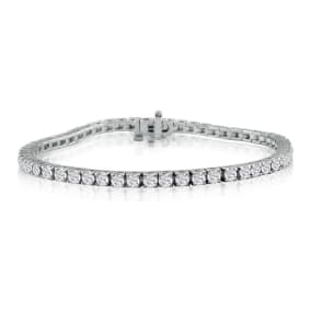 6 1/2 Carat Natural Diamond Mens Tennis Bracelet In 14 Karat White Gold, 9 Inches