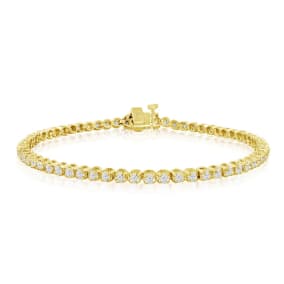 2 1/2 Carat Diamond Mens Tennis Bracelet In 14 Karat Yellow Gold, 9 Inches