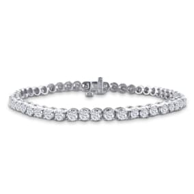 3 1/2 Carat Natural Diamond Mens Tennis Bracelet In 14 Karat White Gold, 8 Inches