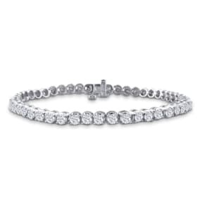 3 1/2 Carat Diamond Mens Tennis Bracelet In 14 Karat White Gold, 8 Inches