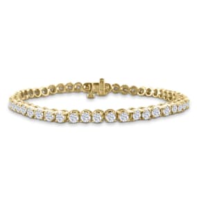 3.21 Carat Natural Diamond Mens Tennis Bracelet In 14 Karat Yellow Gold, 7 1/2 Inches