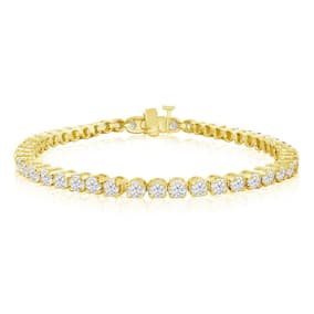 5 3/4 Carat Diamond Mens Tennis Bracelet In 14 Karat Yellow Gold, 8 Inches