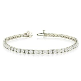 7 1/2 Carat Diamond Mens Tennis Bracelet In 14 Karat White Gold, 7 1/2 Inches