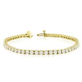 7 1/2 Carat Diamond Mens Tennis Bracelet In 14 Karat Yellow Gold, 7 1/2 Inches