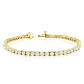 8 1/2 Carat Natural Diamond Mens Tennis Bracelet In 14 Karat Yellow Gold, 8 1/2 Inches