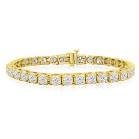 14 1/2 Carat Natural Diamond Mens Tennis Bracelet In 14 Karat Yellow Gold, 9 Inches