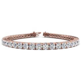 9 3/4 Carat Diamond Mens Tennis Bracelet In 14 Karat Rose Gold, 7 1/2 Inches