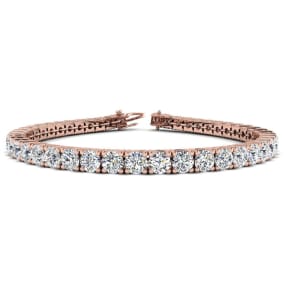 11 Carat Diamond Mens Tennis Bracelet In 14 Karat Rose Gold, 8 1/2 Inches