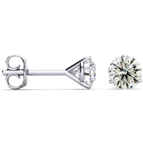 1.30 Carat Natural Colorless Diamond Stud Earrings in 14 Karat White Gold Martini Setting