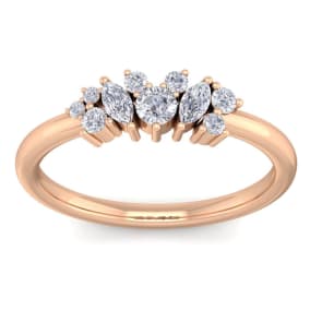 1/3 Carat Round and Marquise Diamond Ring In 14 Karat Rose Gold