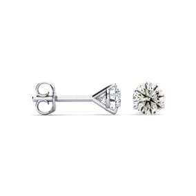 1.55 Carat Natural Colorless Diamond Stud Earrings in 14 Karat White Gold Martini Setting