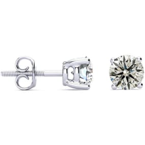 1.40 Carat Colorless Diamond Stud Earrings 14 Karat White Gold. Big Diamonds In A Very Fine Setting!