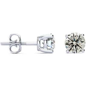 1.40 Carat Natural Colorless Diamond Stud Earrings 14 Karat White Gold. Big Diamonds In A Very Fine Setting!