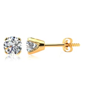1.30 Carat Natural Colorless Diamond Stud Earrings In 14 Karat Yellow Gold. Incredible Blowout Price! Limited Quantity!