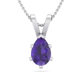 1/2 Carat Pear Shape Amethyst Necklace In Sterling Silver, 18 Inches