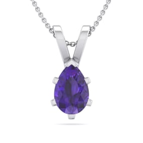 1/2 Carat Pear Shape Amethyst Necklace In Sterling Silver, 18 Inches