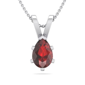 1/2 Carat Pear Shape Garnet Necklace In Sterling Silver, 18 Inches