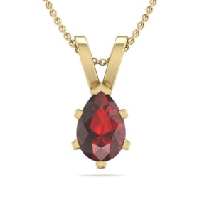 Garnet Necklace: Garnet Jewelry: 1/2 Carat Pear Shape Garnet Necklace In 14K Yellow Gold Over Sterling Silver, 18 Inches