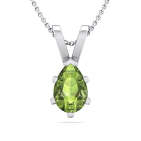 1/2 Carat Pear Shape Peridot Necklace In Sterling Silver, 18 Inches