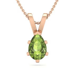 1/2 Carat Pear Shape Peridot Necklace In 14K Rose Gold Over Sterling Silver, 18 Inches