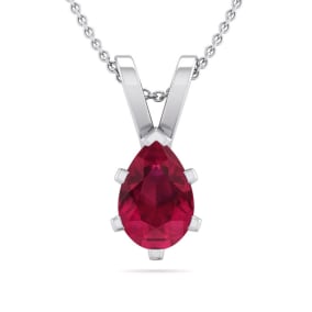 1/2 Carat Pear Shape Ruby Necklace In Sterling Silver, 18 Inches