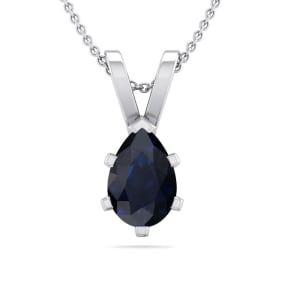 1/2 Carat Pear Shape Sapphire Necklace In Sterling Silver, 18 Inches