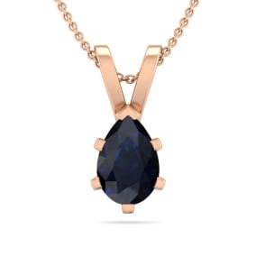 1/2 Carat Pear Shape Sapphire Necklace In 14K Rose Gold Over Sterling Silver, 18 Inches