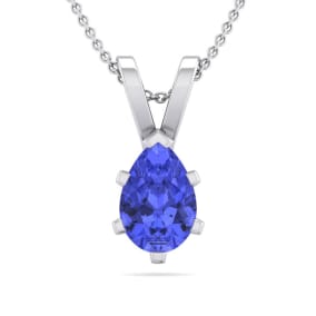 1/2 Carat Pear Shape Tanzanite Necklace In Sterling Silver, 18 Inches