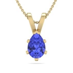 1/2 Carat Pear Shape Tanzanite Necklace In 14K Yellow Gold Over Sterling Silver, 18 Inches