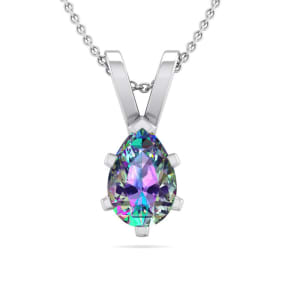 1/2 Carat Pear Shape Mystic Topaz Necklace In Sterling Silver, 18 Inches