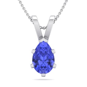 1 Carat Pear Shape Tanzanite Necklace In Sterling Silver, 18 Inches