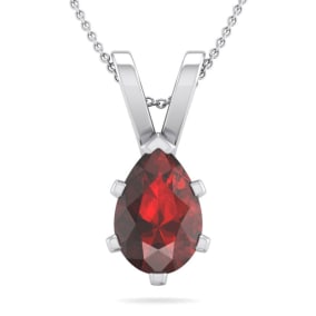 Garnet Necklace: Garnet Jewelry: 1 1/2 Carat Pear Shape Garnet Necklace In Sterling Silver, 18 Inches