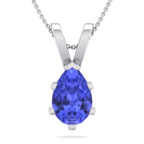 1 1/3 Carat Pear Shape Tanzanite Necklace In Sterling Silver, 18 Inches