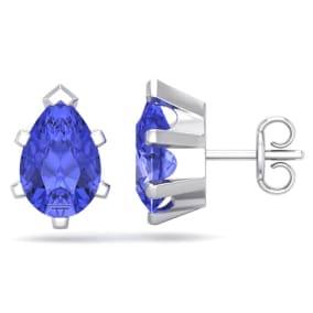 2 1/2 Carat Pear Shape Tanzanite Stud Earrings In Sterling Silver