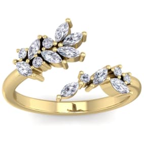 1/2 Carat Round and Marquise Diamond Ring In 14 Karat Yellow Gold