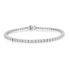 3 2/3 Carat Natural Diamond Mens Tennis Bracelet In 14 Karat White Gold, 8 1/2 Inches