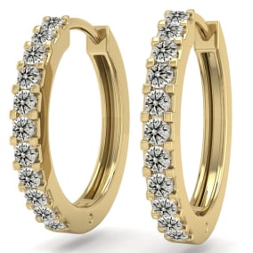 1/5 Carat Diamond Mens Hoop Earrings In 14 Karat Yellow Gold
