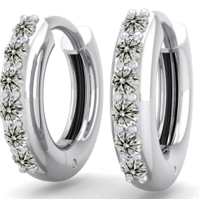 1/4 Carat Diamond Mens Hoop Earrings In 14 Karat White Gold