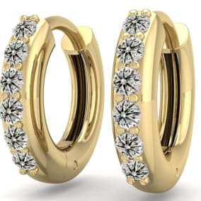 1/4 Carat Diamond Mens Hoop Earrings In 14 Karat Yellow Gold