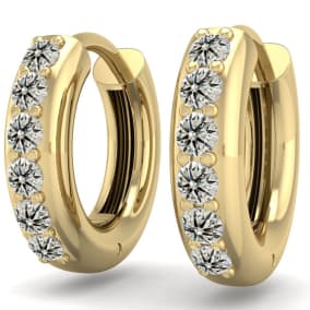 1/3 Carat Diamond Mens Hoop Earrings In 14 Karat Yellow Gold