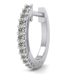 0.06 Carat Diamond Single Mens Hoop Earring In 14 Karat White Gold