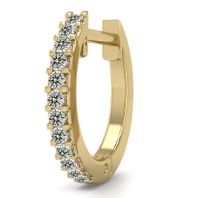 0.06 Carat Diamond Single Mens Hoop Earring In 14 Karat Yellow Gold